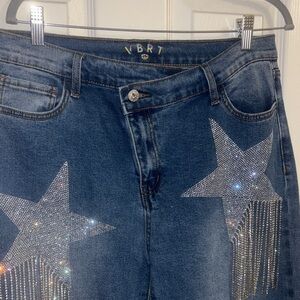 VBRT Women's Blue Jeans with Silver Star Accents